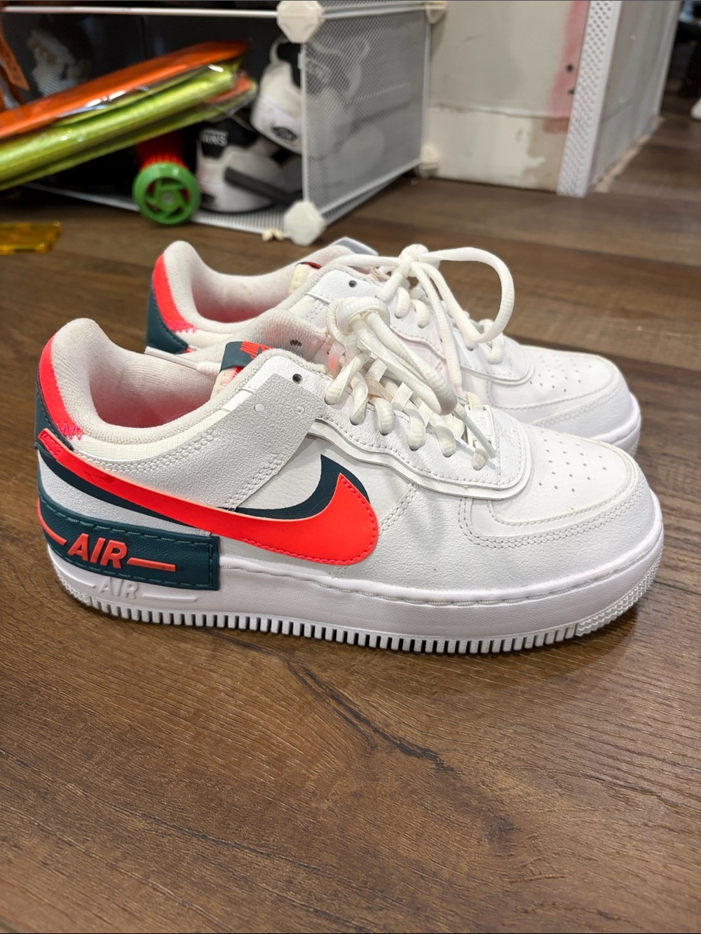 Nike Sneakers with Coral and Teal Accents